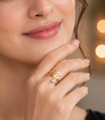 Anti tarnish Gold ring with diamond embossed with a classic stylish symbol designed to wear & match with almost every dress for girls & women too .