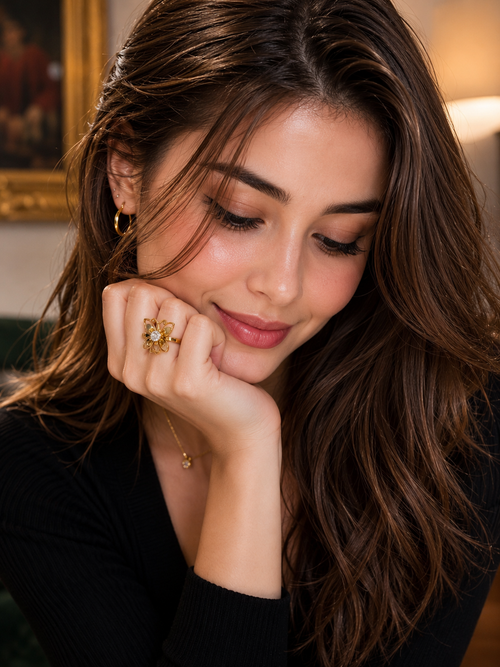 Gold ring beautiful butterfly design with with diamond AD Stone embossed in it with a finest soft touch - very comfortable to wear