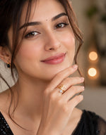Anti tarnish Gold ring with diamond embossed with a classic stylish symbol designed to wear & match with almost every dress for girls & women too .