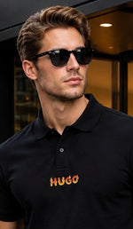 Hg Boss T-shirt with a fire 🔥 print embossed logo in a prominent appealing style . High end Matty mercerised Cotton Polo T-shirt with a classic curvilinear fit .