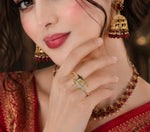 Golden ring with diamond minutely handmade with a most fine finish to wear in almost every occasion casual as well as traditional