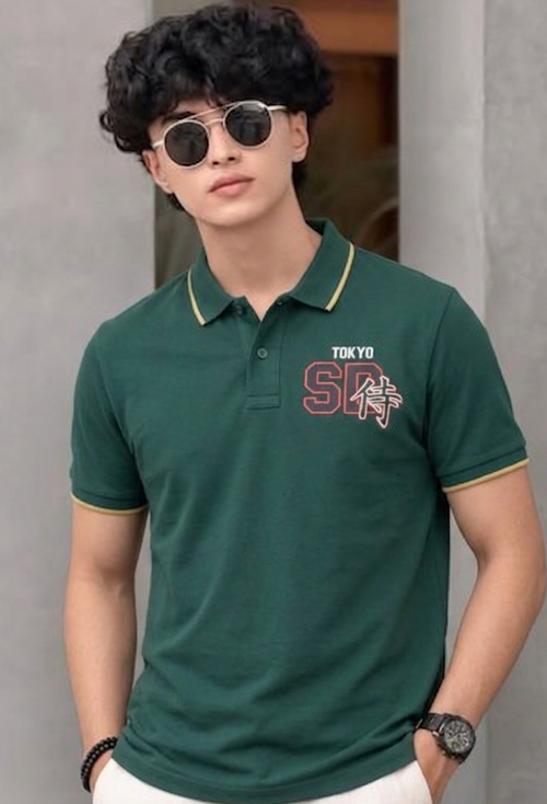 Superdry Men’s Dark Green Graphic Polo T-shirt Shirt | Tokyo Street Style Smart Casual