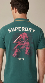 Superdry Men’s Dark Green Graphic Polo T-shirt Shirt | Tokyo Street Style Smart Casual