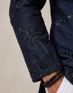 Men’s Navy Blue Indo Western Hand Embroidered Sherwani – Premium Designer Wedding & Festive Wear by Kanhaiya Cutpiece