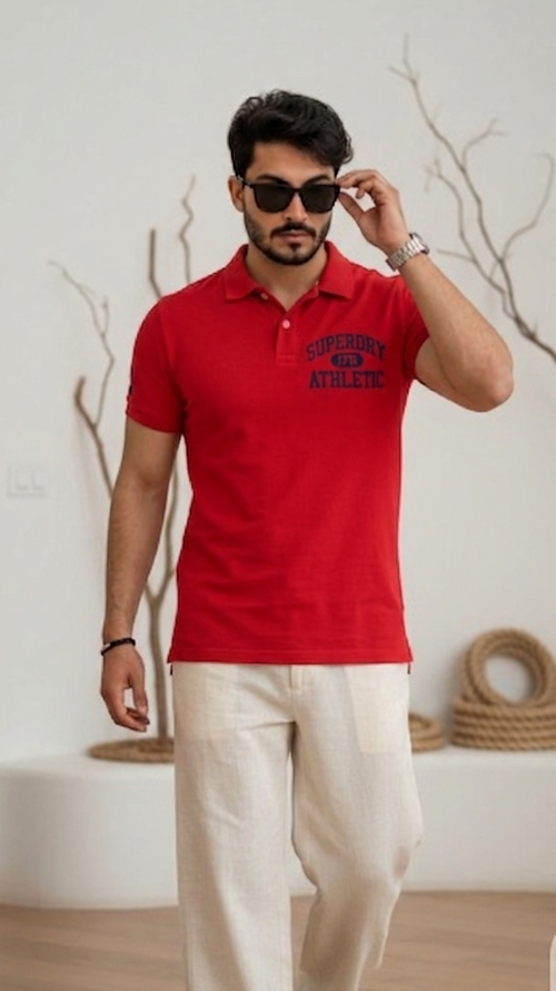 Men’s Red Polo T-Shirt | Bold Casual Style Cotton Polo for Everyday Wear