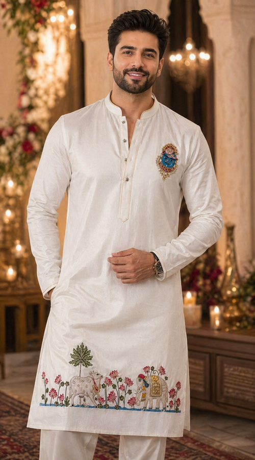 Men’s Hand Embroidered kurta with Stitching