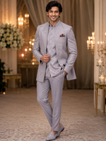 Lavender Jodhpuri 3 piece shrug Suit for men