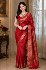 Golden necklace rajwadi sets ( Anti - Tarnish ) with minutely handcrafted meenakaari work of natural red and green color with earrings to embrace any dress or saree you want to wear