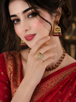 Golden ring with diamond minutely handmade with a most fine finish to wear in almost every occasion casual as well as traditional