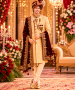 Rajwada Men Sherwani with Dupatta and matching Saafa to enlighten your wedding day in the most special way