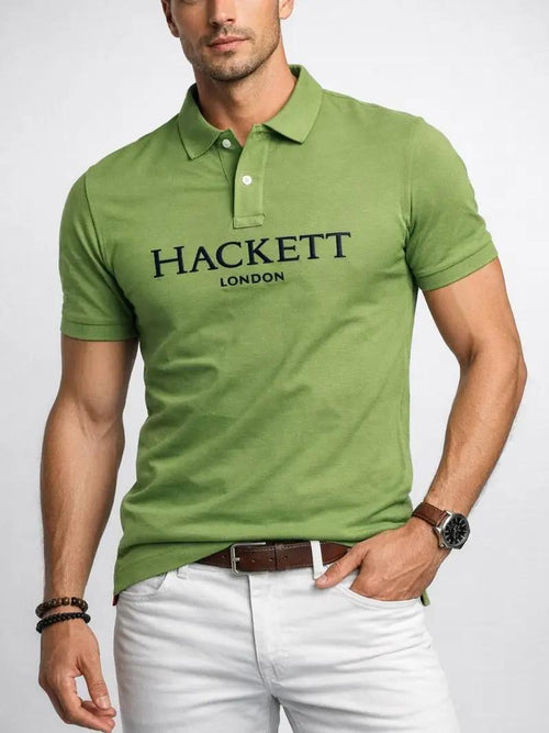 Men’s Green Polo T-Shirt – Premium Cotton Slim Fit Casual Shirt with Logo Print