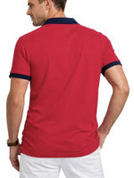 Men’s Red Polo T-Shirt with Contrast Stripe – Premium Cotton Slim Fit Casual Shirt