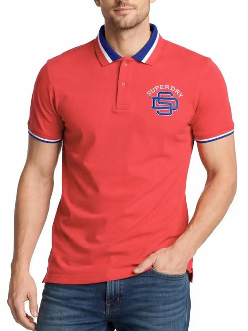 Men’s Red Graphic Polo T-Shirt – Premium Cotton Slim Fit Casual Shirt with Back Print Design