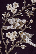 Royal Plum Wine Color Embroidered Blazer with Bird Motif Detailing By Kanhaiya Cutpiece